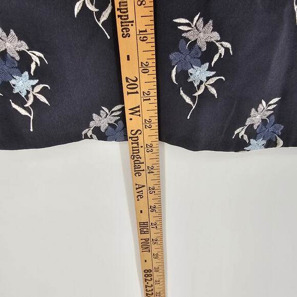 Josephine Chaus Black Floral Embroidered Silk Blouse Top Sz 10 VTG 90s Y2K - Picture 4 of 8